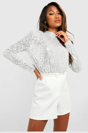Boohoo Body De Lentejuelas Con Cuello Alto