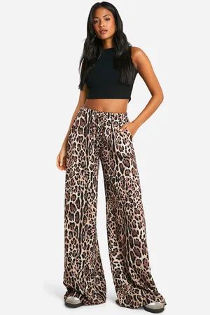 Boohoo Pantalón Tall De Pernera Ancha Con Estampado Animal