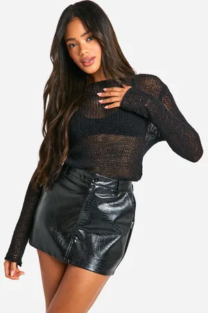 Boohoo Minifalda De Cuero Sintético Con Acabado De Cocodrilo