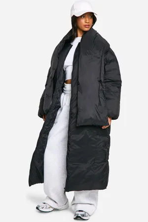 Boohoo Chaqueta Petite Acolchada Larga 2 En 1 Estilo Pañuelo