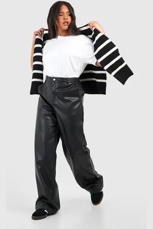 Boohoo Pantalón Plus De Cuero Sintético Con Pernera Recta