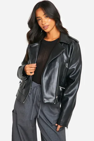 Boohoo Chaqueta Petite Motera De Cuero Sintético