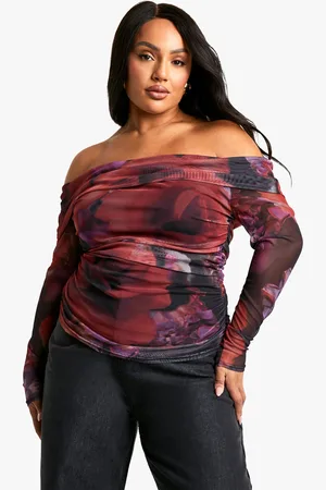 Boohoo Top Plus De Malla Con Escote Bardot
