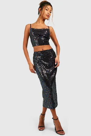 Boohoo Falda Midaxi De Lentejuelas Con Arcoíris