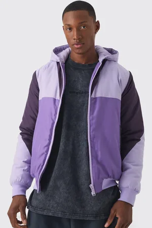 Boohoo Chaqueta Bomber Acolchada Con Capucha Y Colores En Bloque Violeta