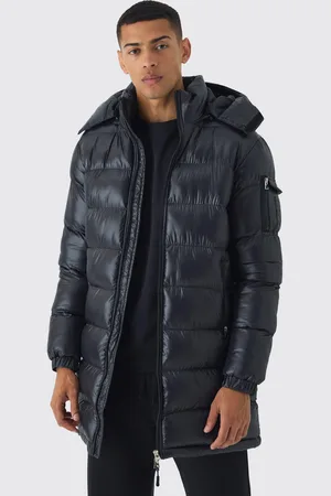 Boohoo Chaqueta Acolchada Larga De Brillo Intenso Con Capucha