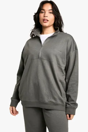 Boohoo Sudadera Oversize Con Bordado Dsgn Studio Y Cremallera A La Mitad