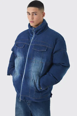 Boohoo Chaqueta Acolchada Recta Oversize Vaquera Con Cuello Alto