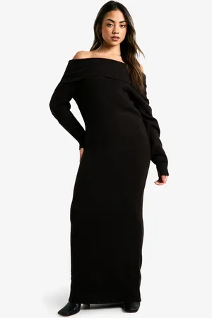 Boohoo Vestido Jersey Maxi Oversize Premium Con Escote Bardot