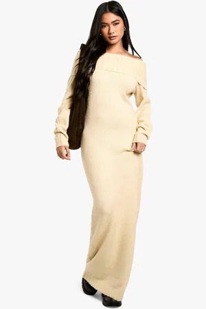Boohoo Vestido Jersey Maxi Premium Oversize Con Escote Bardot