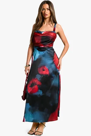 Boohoo Vestido Midaxi De Raso Estilo Corsé Con Estampado De Flores