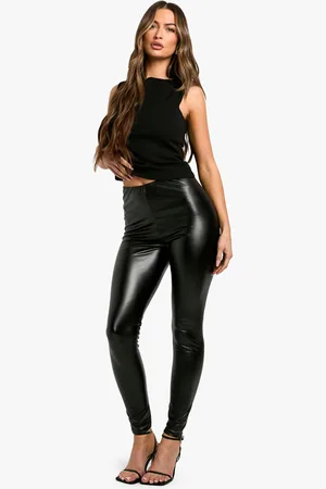 Boohoo Leggings De Tiro Alto Y Cuero Sintético