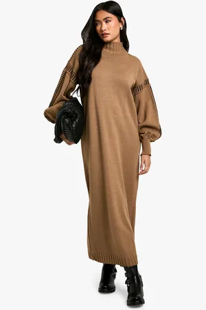 Boohoo Vestido Maxi Oversize De Punto Con Costuras