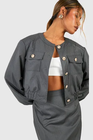 Boohoo Chaqueta Bomber Holgada Con Raya Diplomática