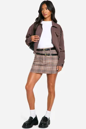 Boohoo Minifalda Petite Efecto Lana De Cuadros