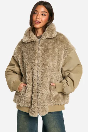 Boohoo Chaqueta Bomber Oversize De Borreguito Sintético