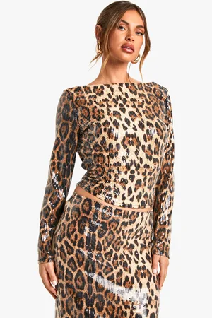 Boohoo Top De Lentejuelas Con Estampado De Leopardo Y Espalda Descubierta