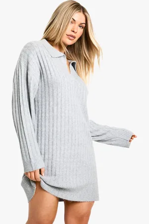 Boohoo Vestido Holgado De Punto Con Cuello
