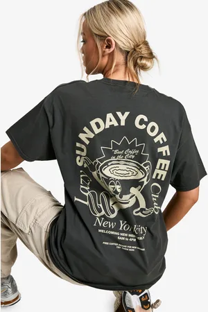 Boohoo Camiseta Oversize Con Estampado De Sunday Coffee Club