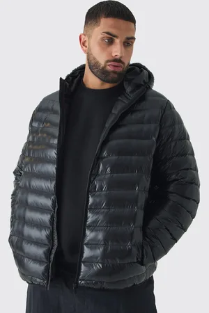Boohoo Chaqueta Plus Acolchada Con Capucha Negra De Brillo Intenso