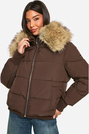 Boohoo Chaqueta Acolchada Con Cuello De Pelo Sintético
