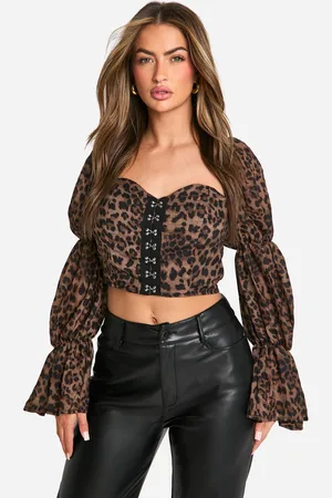 Boohoo Corsé Estilo Mesonera Con Estampado De Leopardo Y Corchetes