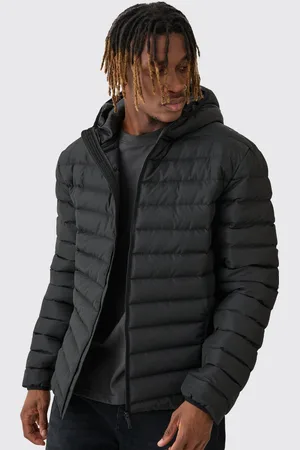 Boohoo Chaqueta Tall Acolchada Negra Con Capucha Y Cremallera