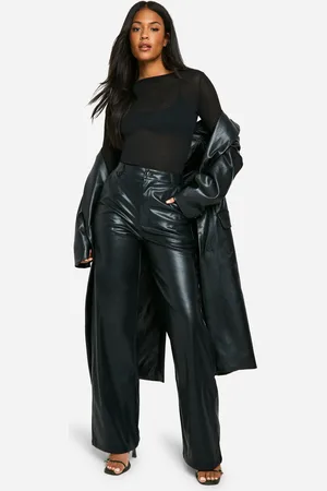 Boohoo Pantalón Tall De Pernera Ancha Y Cuero Sintético