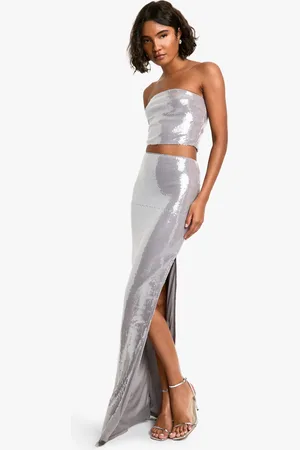 Boohoo Conjunto Coordinado Tall De Falda Maxi Y Palabra De Honor De Lentejuelas