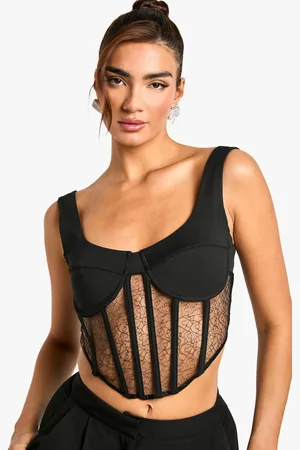 Boohoo Corsé De Raso Con Copas Y Detalle De Encaje