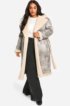 Boohoo Chaqueta Plus Estilo Aviador Vintage Con Cinturón Y Corte Largo