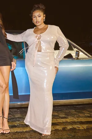 Boohoo Falda Plus Maxi De Lentejuelas Transparente