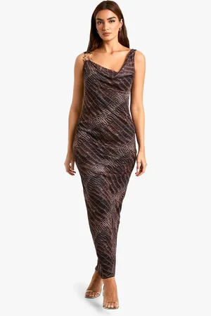 Boohoo Vestido Lencero De Malla Con Escote Plisado Y Estampado De Cocodrilo