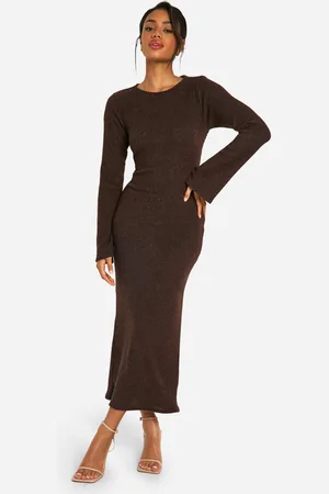 Boohoo Vestido Midaxi De Canalé Cardado Con Nudo En La Espalda