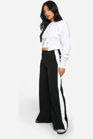 Boohoo Pantalón Petite De Pernera Ancha Con Línea En Contraste