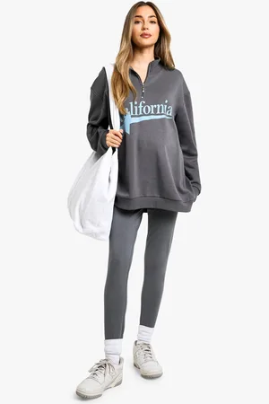 Boohoo Conjunto Premamá De Leggings Con Cremallera A La Mitad Y Estampado Gráfico De New York
