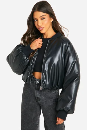 Boohoo Chaqueta Bomber Oversize De Cuero Sintético En Relieve