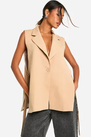 Boohoo Chaleco Largo De Tela Con Atadura Lateral