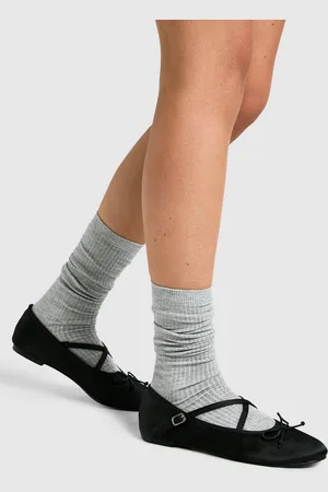 Boohoo Calcetines Grises Largos De Canalé Fino Holgados