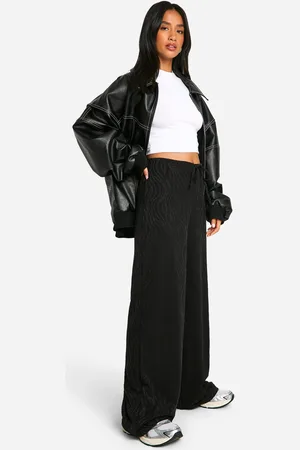 Boohoo Pantalón Petite Ancho De Jacquard Con Estampado De Cebra