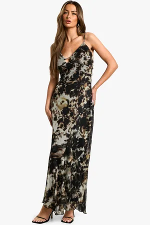 Boohoo Vestido Maxi De Malla Con Tirantes Y Estampado Moteado