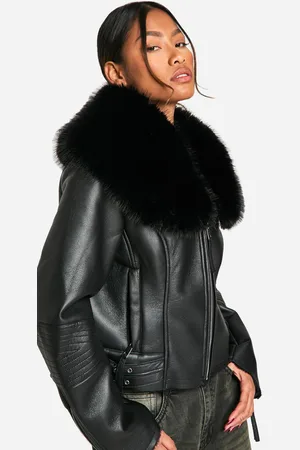 Boohoo Chaqueta Motera Con Cuello De Pelo Sintético