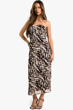 Boohoo Vestido Midaxi Palabra De Honor De Malla