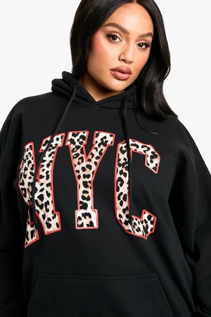 Boohoo Sudadera Plus Oversize Con Capucha Y Estampado De Leopardo Nyc