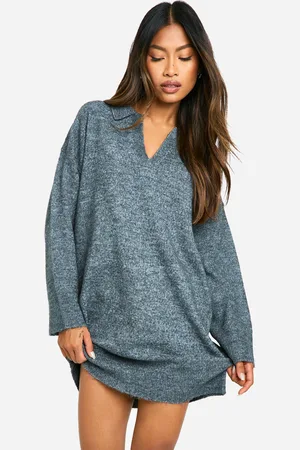 Boohoo Vestido Jersey De Punto Suave Con Cuello De Polo Fino