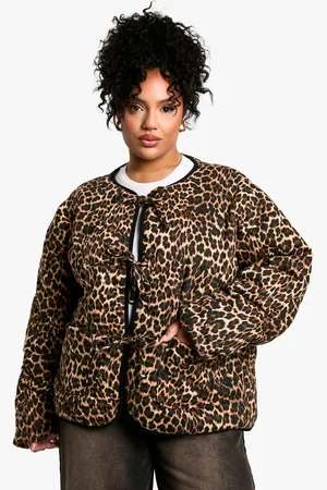 Boohoo Chaqueta Plus Acolchada Con Atadura Y Estampado De Leopardo
