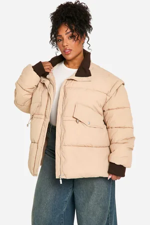 Boohoo Chaqueta Acolchada Plus Oversize Con Cuello En Contraste