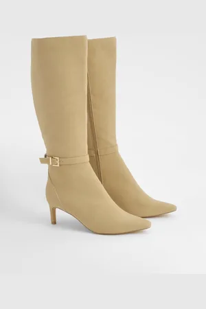 Boohoo Botas De Caña Alta Con Tacón Bajo, Puntera De Pico Y Hebilla