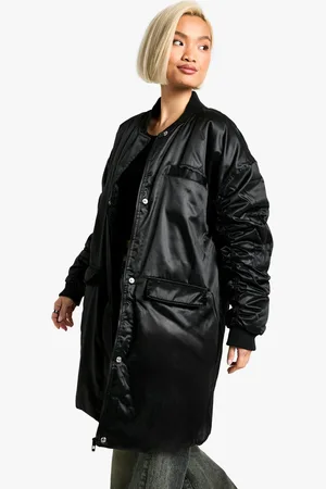 Boohoo Chaqueta Bomber Oversize Larga De Raso