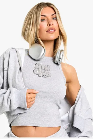 Boohoo Top Sin Mangas De Felpa Con Apliques Y Estampado Ath Club